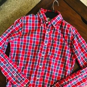 Abercrombie Muscle Red Christmas Plaid Shirt